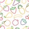 Seamless fruits and berries outline pattern