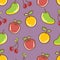 Seamless Fruits Pattern, apple orange cheery mango