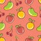 Seamless Fruits Pattern, apple orange cheery mango