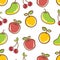 Seamless Fruits Pattern, apple orange cheery mango