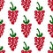Seamless fruits vector pattern, background with closeup berries on the white backdrop.