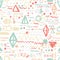 Seamless geometric hand drawn pattern in retro style, memphis. Can be used for fabric design, paper print and website