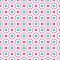Seamless geometric pattern with bright pink and blue dots and circles.