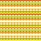 Seamless geometric pattern of horizontal colored zigzags, lines, borders and rhombuses. Warm yellow-orange with green color gamut