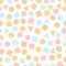 Seamless geometric pattern with multicolored squares, triangles, circles, pentagons, hexagons and heptagons for tissue and postca