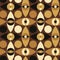 Seamless geometric pattern in ochre and brown colors. Whimsical vintage background for apparel, decoration and interior