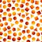 Seamless geometric pattern with orange squares, triangles, circles, pentagons, hexagons and heptagons for tissue and postcards.
