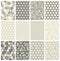 Seamless Geometric Pattern Set. Vector Black and White Hexagon