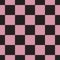 Seamless geometric pattern of staggered black and pink squares, vector illustration