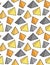 Seamless geometric pattern in trendy colors on a white background. Pyramids and triangles. Textures from simple volumetric shapes