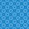 Seamless geometric pattern. White lacy ornament on a blue background. Winter snowflake theme. Vector illustration