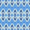 Seamless geometric repeat of hand drawn blue pears. A vector design of fresh fruit.