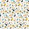 Seamless geometric vintage pattern in retro 80s style, memphis. for fabric design, paper print and website backdrop