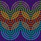 Seamless Geometry Pattern Background of transparent bright neon overlapping horizontal wavy curly lines.