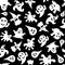 Seamless ghost illustrations pattern with black background