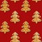 Seamless gingerbread christmas tree cookie. Pattern, red background