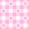 Seamless gingham pattern with bright coloured flowers with pink undertones