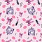 Seamless glamour fashion pattern in pink color