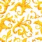 Seamless golden baroque pattern, rococo ornament