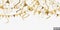 seamless golden colored confetti, garlands and streamers party background