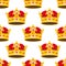 Seamless golden crowns with gems pattern