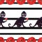 Seamless gouache black frida monkey pattern with red flowers