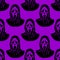 seamless graphic black pattern mask scream on purple background