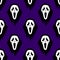 seamless graphic black and white pattern mask scream on purple background