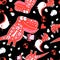 Seamless graphic pattern with enamored dinosaurs