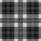 Seamless gray, black tartan - white stripes