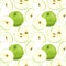 Seamless green apple pattern. Tile vegetarian background. Repeating fruit wrapping paper texture. Vector illustrated