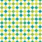 Seamless green and blue chequered background. Diagonal rhombus pattern.