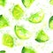 Seamless green lime background with splashes and
