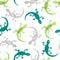 Seamless green watercolor lizard pattern