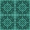 Seamless grunge ornamental pattern on green background