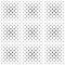 Seamless halftone spot pattern of rounded squares on white background. Contrasty halftone background. Vector