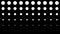 Seamless halftone white dots appear and disappear in motion at black background. Vintage pattern animation.