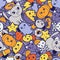Seamless halloween kawaii pattern with cute