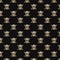 Seamless halloween pattern. Golden skull with rhinestones on black background. Happy hallowen holiday concept