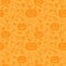 Seamless halloween pattern with pumpkins on a orange background