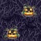 Seamless Halloween texture with glowing watercolor pumpkin lanterns