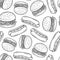 Seamless hamburger and hot dog vector background