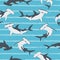 Seamless hammerhead shark pattern.