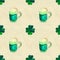 Seamless hand drawn background with St. Patrick`s Day symbols