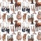 Seamless hand-drawn drawing with farm animals: cows and sheep. Background for textiles, fabrics, banners, wrapping paper and other