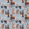 Seamless hand-drawn drawing with farm animals: cows and sheep. Background for textiles, fabrics, banners, wrapping paper and other