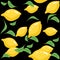 Seamless hand drawn lemon patternLemon pattern. Seamless decorative background with yellow lemons. Bright summer design