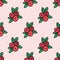 Seamless hand-drawn pattern with cranberry. Vector