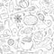 Seamless hand drawn pattern with Halloween attributes.