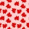 Seamless hand drawn pattern with pink red poinsettia Christmas star flowers winter floral print, red pink crimson